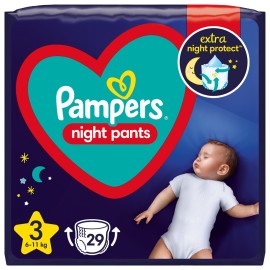 PAMPERS Night Pants No 3, 6-11kg - 29τεμ