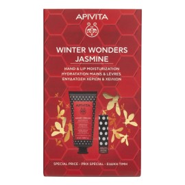 APIVITA Winter Wonders Jasmine, Κρέμα Χεριών Ελαφριάς Υφής - 50ml & Lip Care Chestnut - 4.4gr