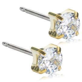 BLOMDAHL Blomdahl Golden Titanium 5mm Tiffany CZ D / 284, Σκουλαρίκια από Τιτάνιο - 1 ζευγάρι