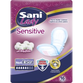 SANI Sensitive Lady Discreet, Extra No4, Σερβιέτες Ακράτειας με Βαμβάκι - 16τεμ