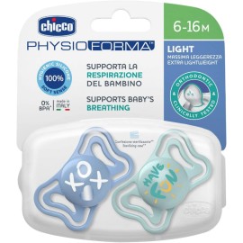 CHICCO Physio Forma Light, Πιπίλα Σιλικόνης με Θήκη 6-16m, Σιέλ - 2τεμ