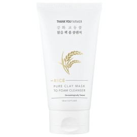 THANK YOU FARMER Rice Pure Clay Mask to Foam Cleanser, Mάσκα Αργίλου που Γίνεται Αφρώδες Καθαριστικό - 150ml