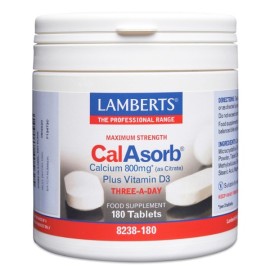 LAMBERTS CalAsorb Calcium 800mg & Vitamin D3, Κιτρικό Ασβέστιο & Βιταμίνη D3 - 180tabs