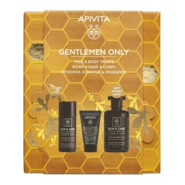 APIVITA Gentlemen Only, Face & Eye Cream - 50ml, Black Detox Cleansing Gel - 50ml & ΔΩΡΟ Hair & Body Wash - 250ml