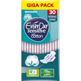 EVERYDAY Sensitive With Cotton, Normal Ultra Plus, Κανονικού Μήκους Λεπτές Σερβιέτες με Κάλυμμα από Βαμβάκι - 30τεμ