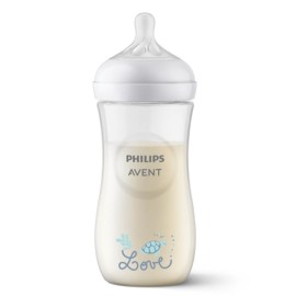 PHILIPS AVENT Natural Response 3m+, Love, Πλαστικό Μπιμπερό με Θηλή Σιλικόνης Ροής 4, SCY906/11, 330ml - 1τεμ