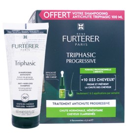 RENE FURTERER Triphasic Progressive Hair Loss Treatment, Αγωγή Kατά της Προοδευτικής Τριχόπτωσης - 8 x 5,5ml & ΔΩΡΟ Triphasic Shampoo - 100ml