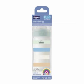 CHICCO Well Being Πλαστικό Μπιμπερό με Θηλή Σιλικόνης 2m+, Colors, Boy - 250ml