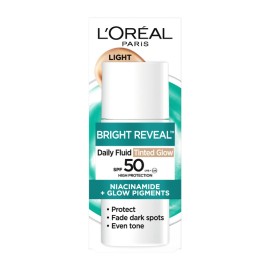 LOREAL PARIS Bright Reveal Daily Fluid SPF50+ Tinted Glow, Pearl, Κρέμα Προσώπου με Νιασιναμίδη & Χρώμα, Ανοιχτή Απόχρωση - 50ml