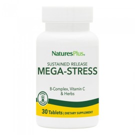 NATURES PLUS Mega Stress, Φόρμουλα Σχεδιασμένη Κατά του Άγχους & της Νευρικής Υπερδιέγερσης - 60tabs