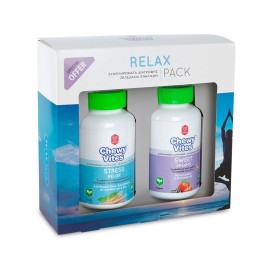 VICAN Relax Pack Chewy Vites Adults Sweet Dreams, Μασώμενες Βιταμίνες Ενηλίκων για Ομαλή Λειτουργία του Ύπνου - 60 ζελεδάκια & Stress Relief, Μασώμενες Bιταμίνες Ενηλίκων για τη Φυσιολογική Λειτουργία του Νευρικού Συστήματος - 60 ζελεδάκια