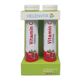 HELENVITA Vitamin C 1000mg Pomegranate, Βιταμίνη C 1000mg με Γεύση Ρόδι - 20αναβρ. δισκία 1+1 ΔΩΡΟ