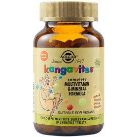 SOLGAR Kangavites Complete Multivitamin & Mineral Formula, Tropical Punch Flavour, Μασώμενη Πολυβιταμίνη για Παιδιά - 60ch.tabs