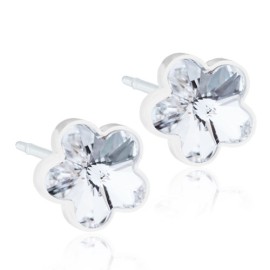 BLOMDAHL Medical Plastic Flower Crystal 6mm B / 184, Σκουλαρίκια από Ιατρικό Πλαστικό - 1 ζευγάρι