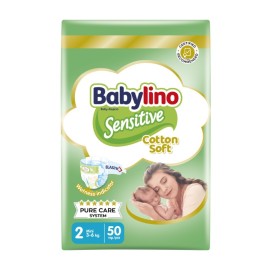 BABYLINO Sensitive Cotton Soft No2 3-6 Kg Value Pack, Πάνες με Απαλό Κάλυμμα με Βαμβάκι - 50τεμ