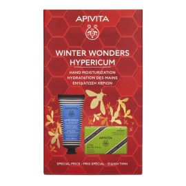 APIVITA Winter Wonders Hypericum, Κρέμα Χεριών για Ξηρά-Σκασμένα Χέρια - 50ml & Σαπούνι με Ελιά - 125gr