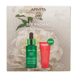 APIVITA Bee Radiant Serum, Ορός Λάμψης με Λευκή Παιώνια - 30ml & ΔΩΡΟ Bee Sun Safe SPF50 Κρέμα Προσώπου Κατά των Πανάδων & των Ρυτίδων - 15ml