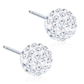 BLOMDAHL Natural Titanium 6mm White Crystal Ball D / 285, Σκουλαρίκια από Τιτάνιο - 1 ζευγάρι