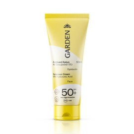 GARDEN Sunscreen Cream SPF50+, Αντηλιακή Κρέμα Προσώπου με Υαλουρονικό Οξύ - 50ml