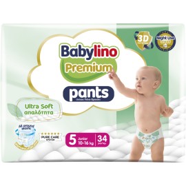 BABYLINO Premium Pants Ultra Soft, Junior No5 10-16 Kg, Πάνες Βρακάκι για Άνεση & 3D Προστασία - 34τεμ