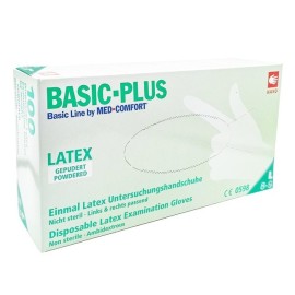 BASIC PLUS Γάντια Latex μιας Χρήσης με Πούδρα L - 100τεμ