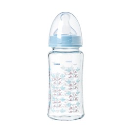 KORRES Agali Feeding Bottle, Μπιμπερό Γυάλινο με Θηλή Σιλικόνης 3m+ Μεσαίας Ροής - 230ml