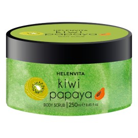 HELENVITA Body Scrub Kiwi Papaya, Απολεπιστικό Τζελ Σώματος με Κόκκους Ζάχαρης & Εκχύλισματα Τροπικών Φρούτων- 250ml