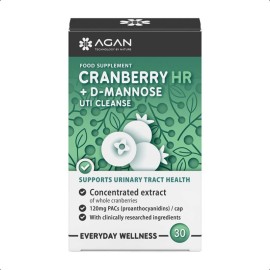 AGAN Cranberry ΗΠ + D-Mannose UTI Cleanse, Συμπλήρωμα Διατροφής για την Υγεία του Ουροποιητικού Συστήματος - 30caps