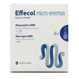 EPSILON HEALTH Effecol Micro-Enemas for Adults, Macrogol 4000, Μικροκλύσματα Ενηλίκων - 6τεμ x 9gr