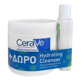 CERAVE Moisturising Cream, Ενυδατική Κρέμα Προσώπου & Σώματος - 454gr & ΔΩΡΟ Hydrating Cleanser Κρέμα Καθαρισμού - 88ml