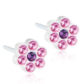 BLOMDAHL Medical Plastic Daisy Light Rose/Amethyst 5mm B / 16, Σκουλαρίκια από Ιατρικό Πλαστικό - 1 ζευγάρι