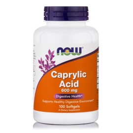 NOW FOODS Caprylic Acid 600mg, Συμπλήρωμα Διατροφής με Καπρυλικό Οξύ - 100softgels