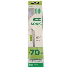 GUM Πακέτο Προσφοράς Sonic Daily Electric Toothbrush, Black & White Soft, 4100, Ηλεκτρική Οδοντόβουρτσα με Μπαταρία - 2τεμ -70% στο 2ο