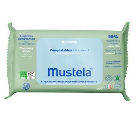 MUSTELA Baby Cleansing Wipes, Compostable, Μωρομάντηλα Καθαρισμού απο Ίνες Φυτών - 60τεμ