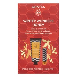 APIVITA Winter Wonders Honey, Κρέμα Χεριών Εντατικής Ενυδάτωσης Πλούσιας Υφής - 50ml & Lip Care Μέλι - 4.4gr