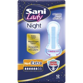 SANI Lady Night No4 Extra, Σερβιέτες Ακράτειας Νύχτας - 12τεμ