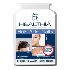 HEALTHIA Hair Skin Nails, Προηγμένη Φόρμουλα για την υγεία των Μαλλιών του Δέρματος & των Νυχιών - 90caps