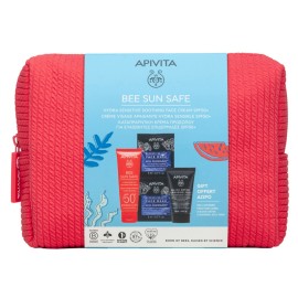 APIVITABee Sun Safe Hydra Sensitive, Αντηλιακή Καταπραϋντική Κρέμα-gel Προσώπου SPF50+ - 50ml & ΔΩΡΟ mini Μαύρο Gel Καθαρισμού - 50ml + Μάσκα Προσώπου Θαλάσσια Λεβάντα 2x8ml