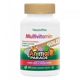 NATURE΄S PLUS Animal Parade Gummies, Gold, Cherry Grape & Orange Flavors, Πολυβιταμίνες για Παιδιά με Γεύσεις Φρούτων - 60 ζελεδάκια