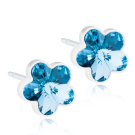 BLOMDAHL Medical Plastic Flower Aquamarine 6mm B / 186, Σκουλαρίκια από Ιατρικό Πλαστικό - 1 ζευγάρι