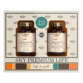 SKY PREMIUM LIFE Vitamin D3 2500iu - 60caps & ΔΩΡΟ Vitamin C 500mg - 60caps