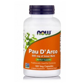 NOW FOODS Pau D Arco 500mg, Συμπλήρωμα Διατροφής με Pau D’ Arco (Λαπάχο) - 100caps