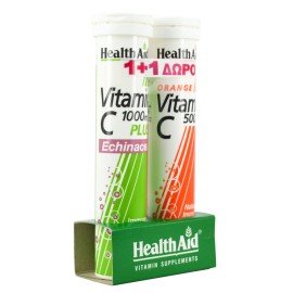 HEALTH AID Vitamin C 1000mg Plus Echinacea - 20αναβρ. δισκία + ΔΩΡΟ Vitamin C 1000mg Πορτοκάλι - 20αναβρ. δισκία