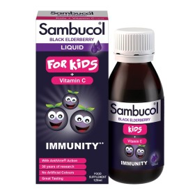 SAMBUCOL Liquid Black Elderberry For Kids + Vitamin C, Παιδικό Σιρόπι Ενίσχυσης  Ανοσοποιητικού - 120ml