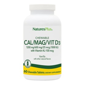 NATURE΄S PLUS Chewable CAL/ MAG/ VITD3 + K2, Μασώμενες Πολυβιταμίνες με Γέυση Βανίλια- 60μασ. δισκία