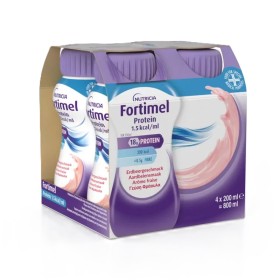 NUTRICIA Fortimel Protein 1.5 kcal/ml Strawberry, Υπερπρωτεϊνικό, Υπερθερμιδικό Πόσιμο Θρεπτικό Σκεύασμα με Γεύση Φράουλα - 4τεμ x 200ml