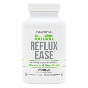 NATURES PLUS Reflux Ease, Συμπλήρωμα Διατροφής  για τη Βέλτιστη Λειτουργία του Στομάχου - 60 μασώμενα δισκία