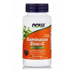 NOW FOODS Sambucus Zinc-C Lozenges, Παστίλιες με Συμπύκνωμα Σαμπούκου - 60τεμ