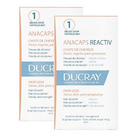 DUCRAY Anacaps Reactiv, Συμπλήρωμα Διατροφής Κατά της Αντιδραστικής Τριχόπτωσης - 2x30caps