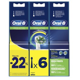 ORAL B Cross Action White XL Pack, Ανταλλακτικές Κεφαλές Λευκές - 6τεμ